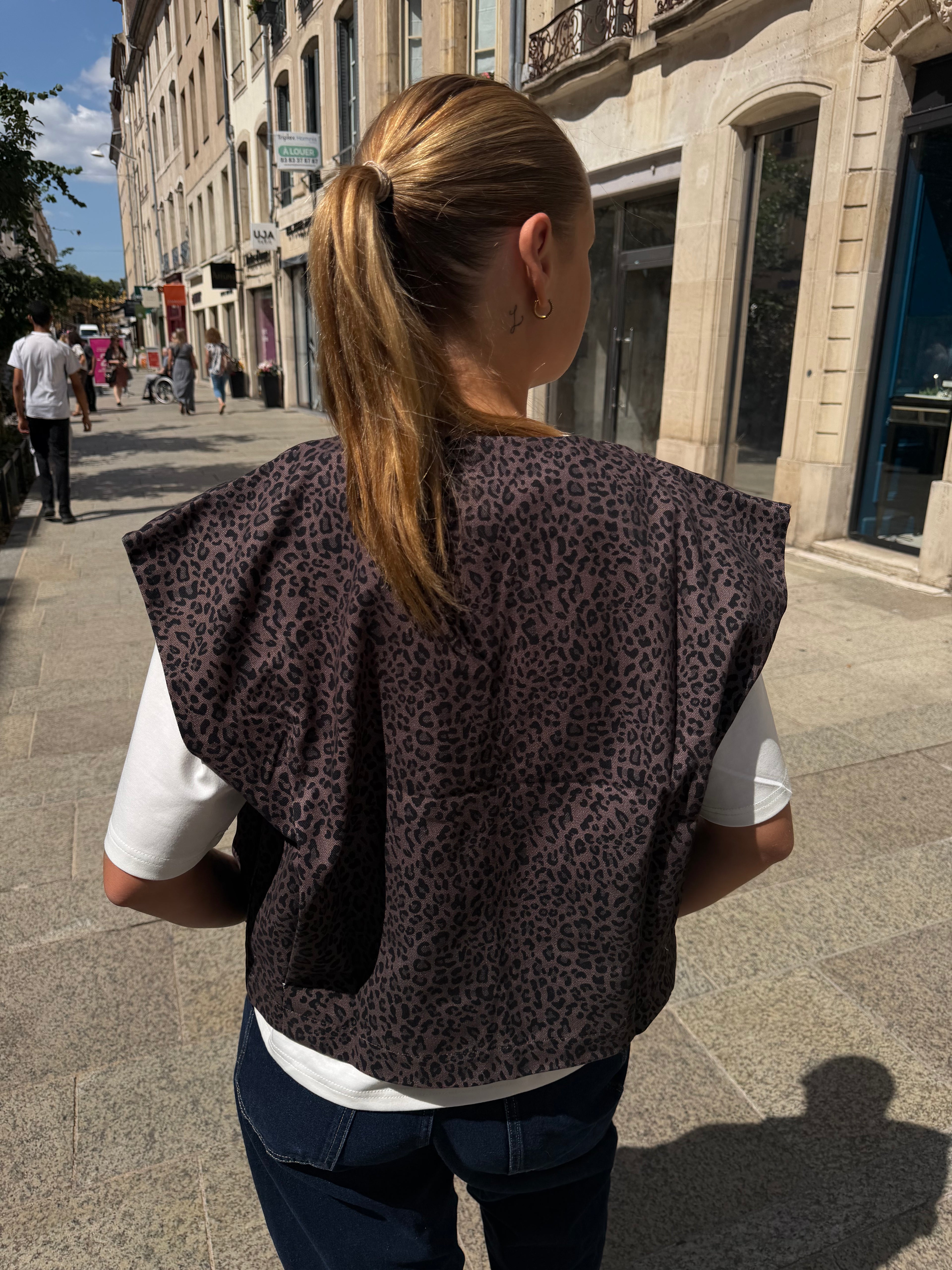 Gilet sans manche léopard
