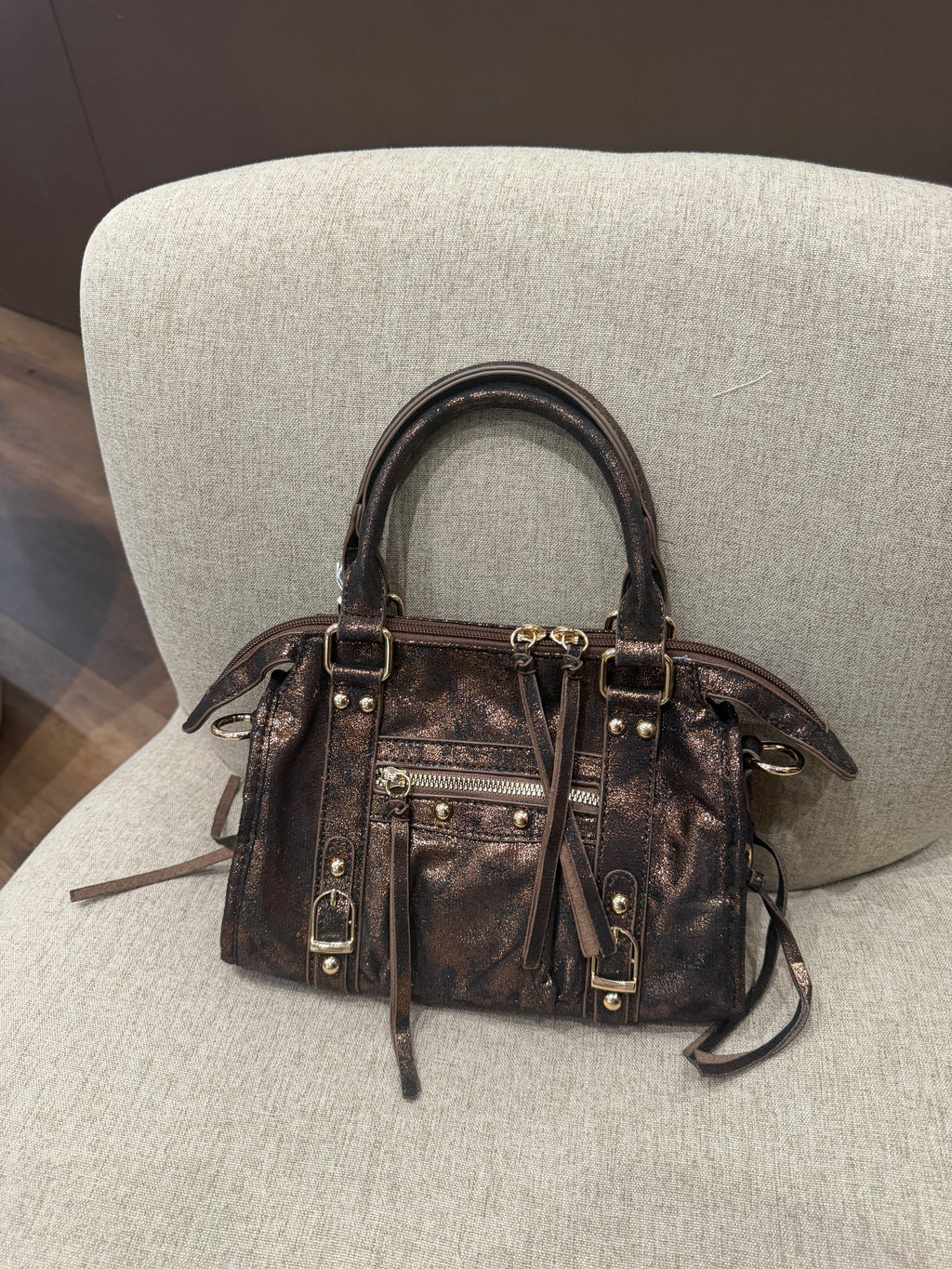 Sac "MILY" métallisé vieilli, S
