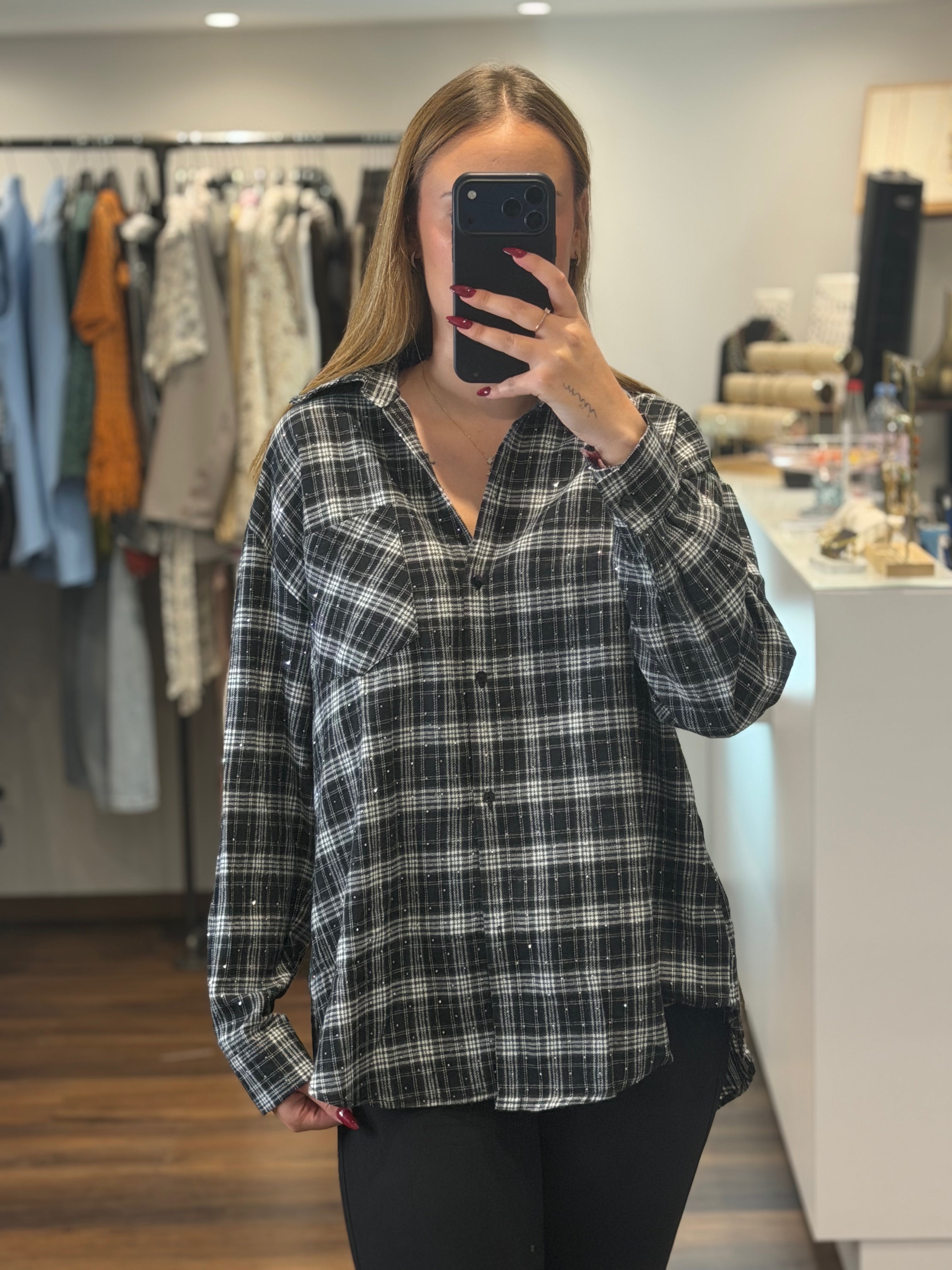 Chemise à strass LANA - Noir