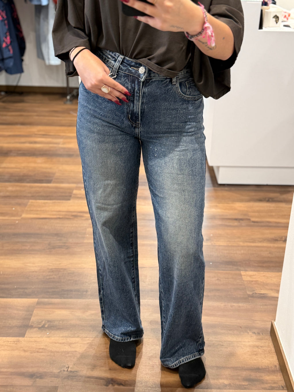 Jean à paillettes AURÉLIA - Bleu Denim