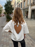 T-shirt coeur à strass - Blanc