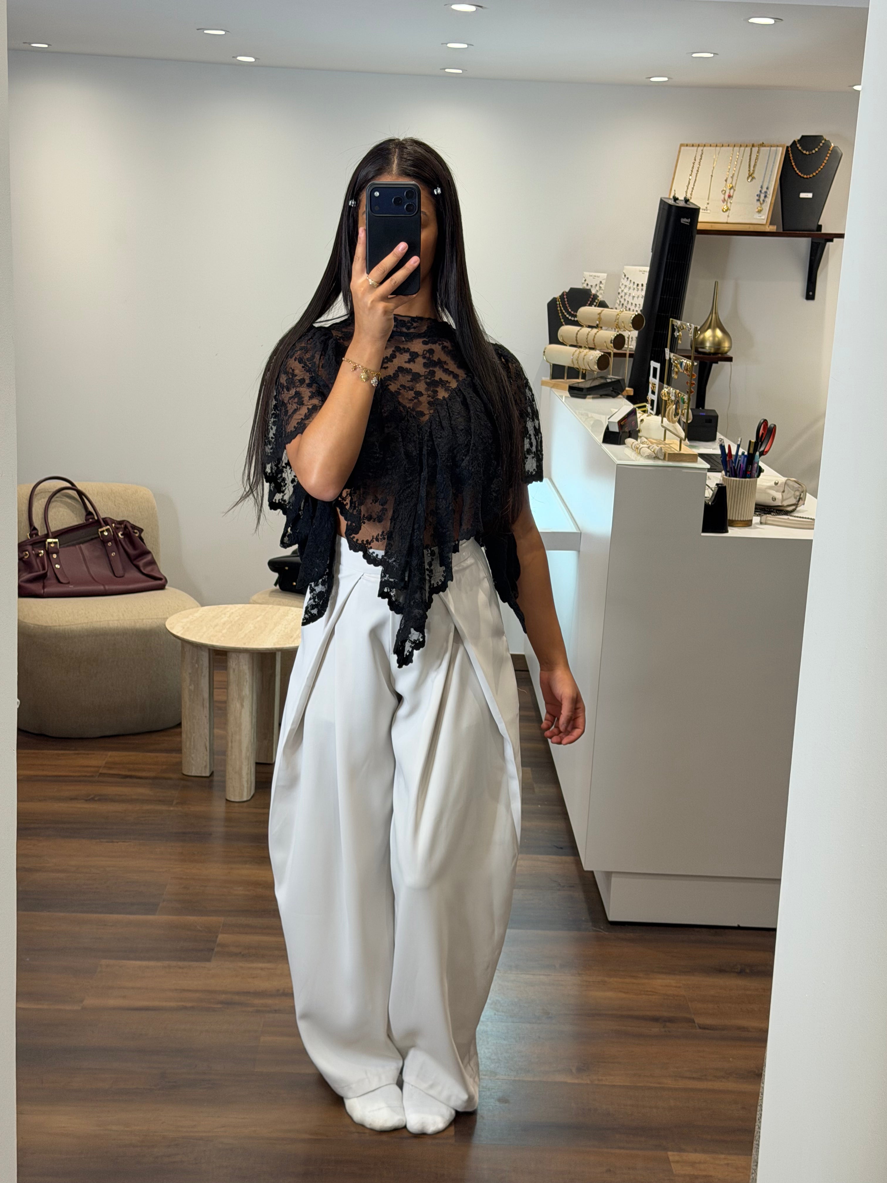 Haut dentelle "VAIA" - Noir