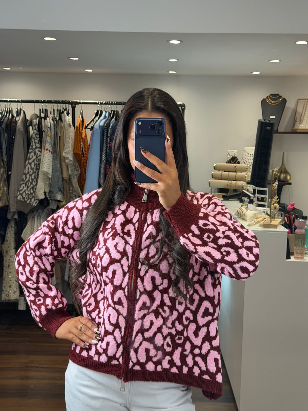 Cardigan ALISON - Bordeaux et rose