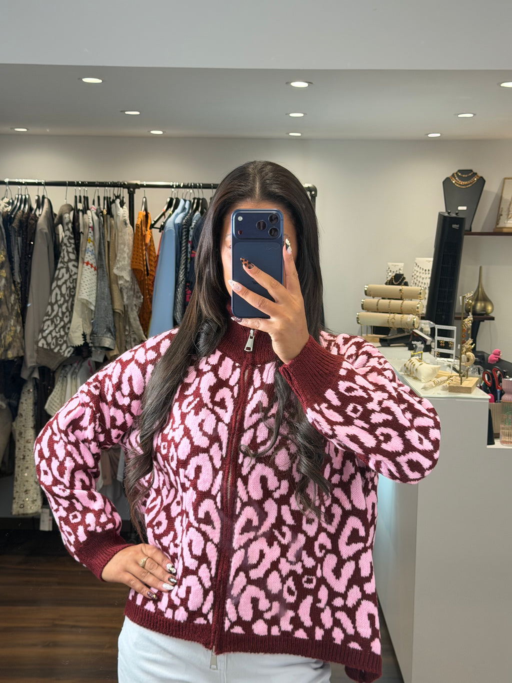 Cardigan ALISON - Bordeaux et rose