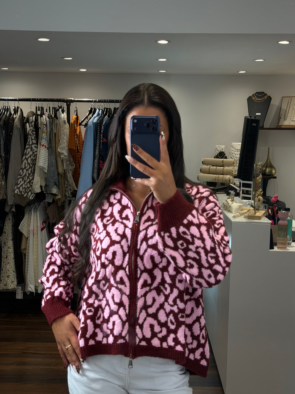 Cardigan ALISON - Bordeaux et rose