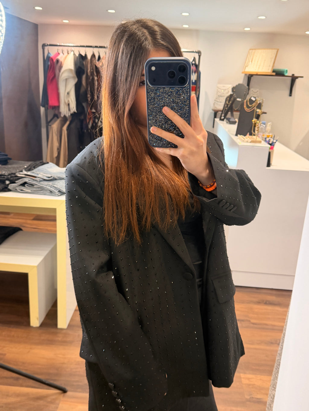 Blazer oversize à strass