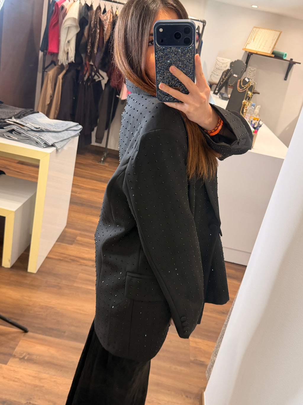 Blazer oversize à strass