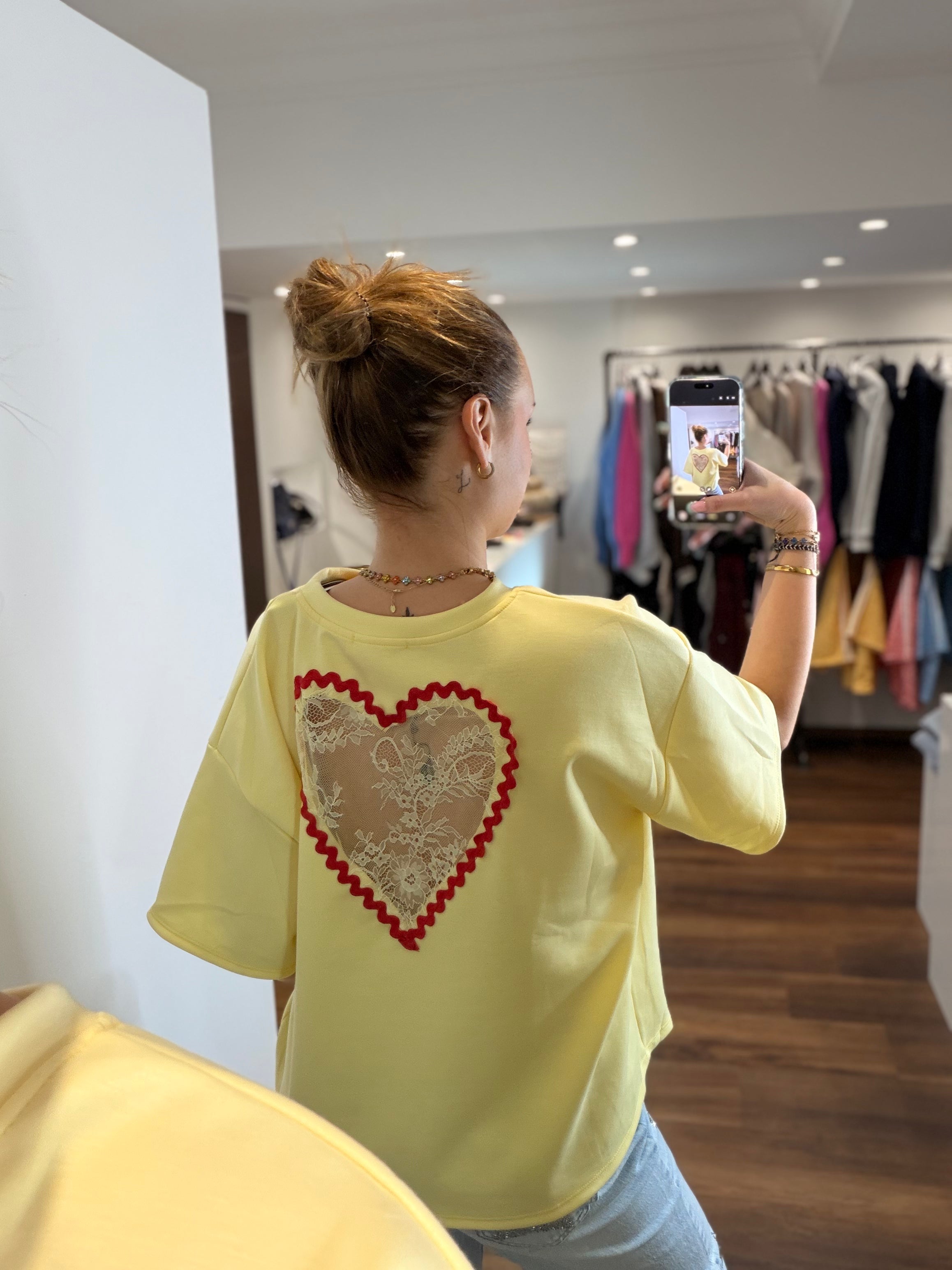 T-shirt coeur dentelle